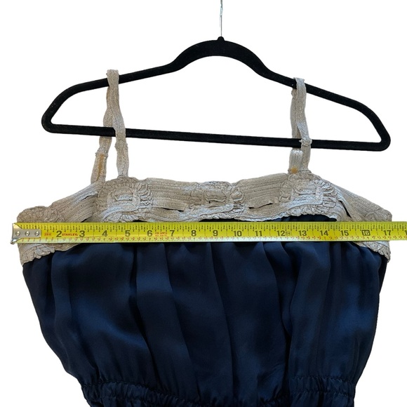 Graham & Spencer Anthropologie 100% Silk Navy Slip Dress Women L Midi Sleeveless - Picture 13 of 15